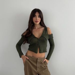 Zara Green Wool & Alpaca Blend Knit Sweater